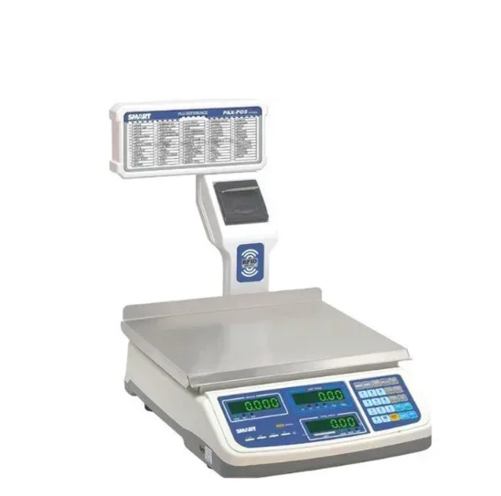 Food-grade butchery scales with stainless steel platforms and price-computing features for meat shops in Kenya